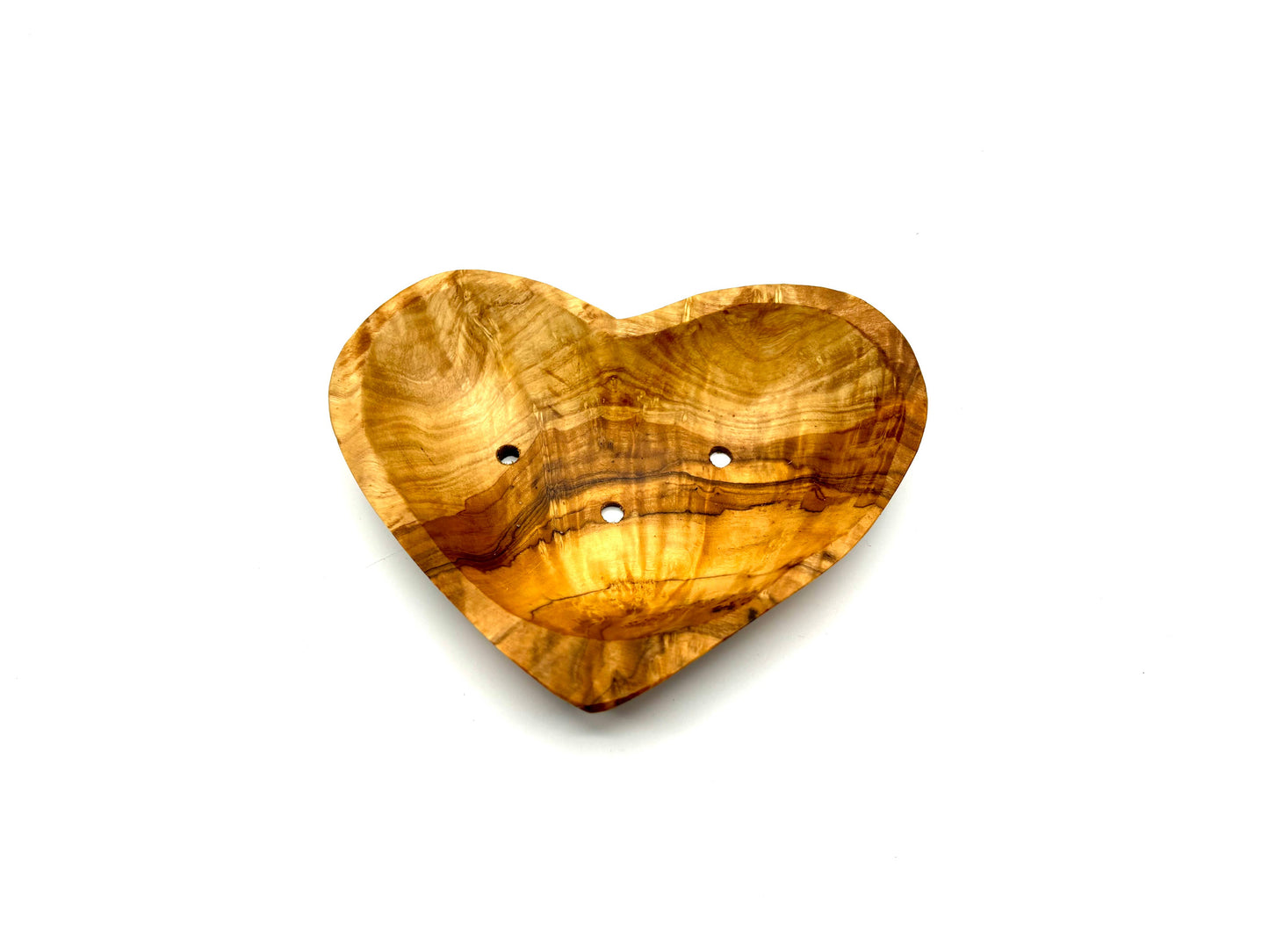 Heart-shaped soap dish made of olive wood